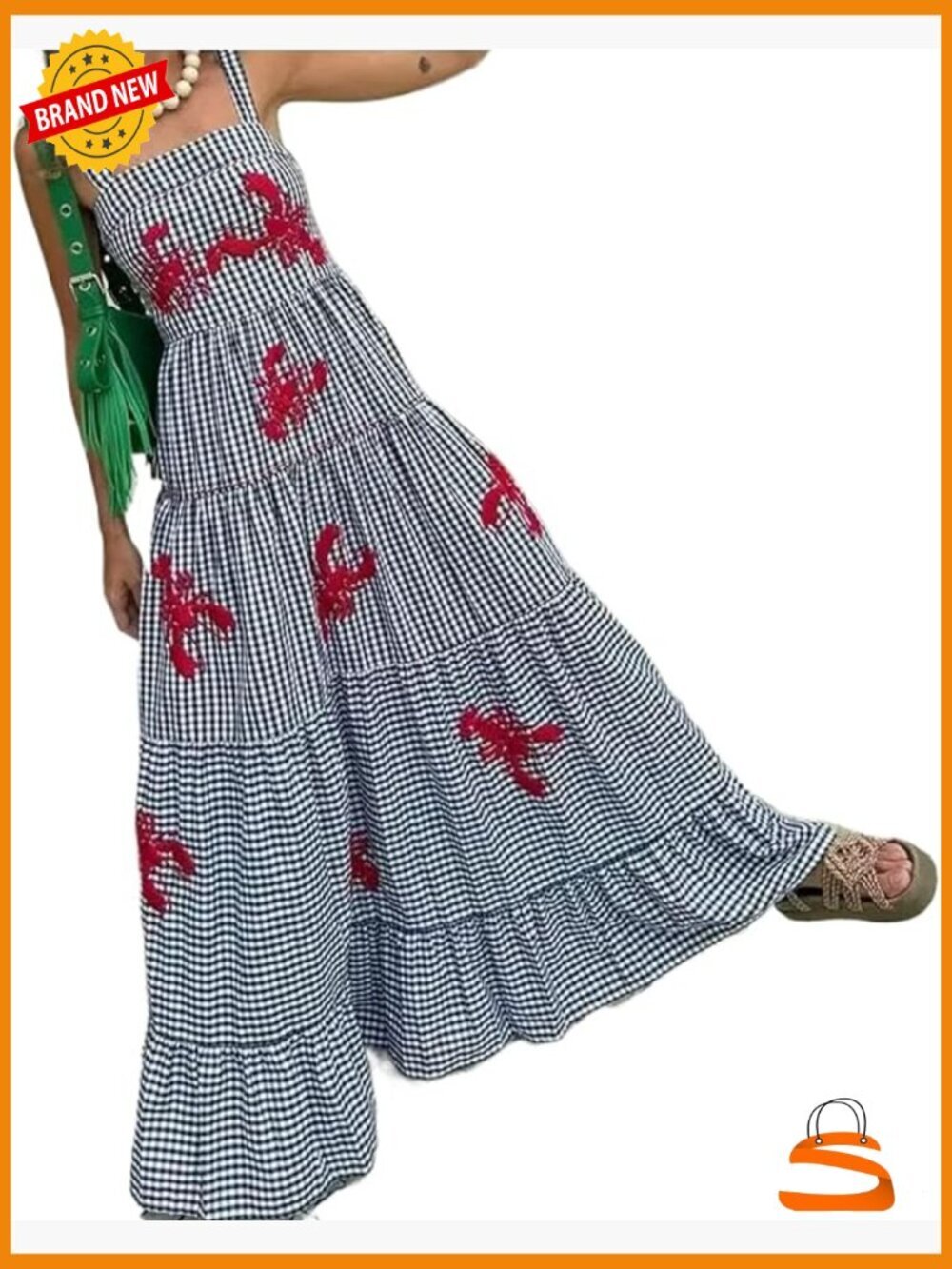 Linen Maxi Dress Flowy Ruffle A-Line Summer Dress